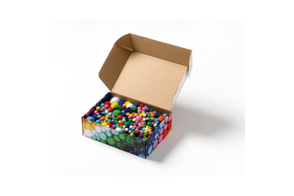 FOLIA Pompons Mix glitter 300g 50339 Jumbo Pack, 1.5-4cm