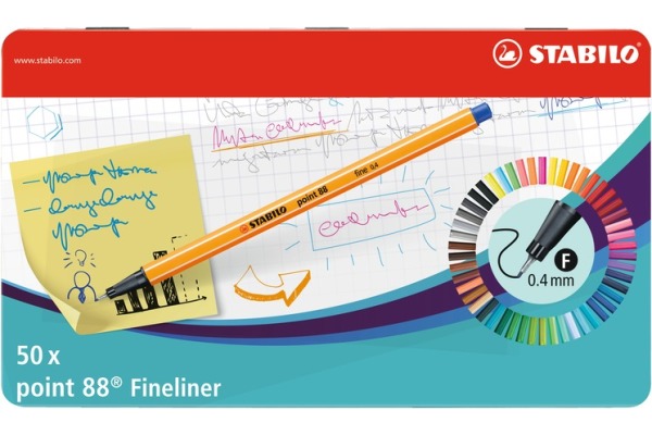 STABILO Fineliner Point 88 0.4mm 8850-6 Metalletui 50 Stück