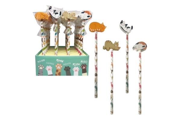 ROOST Bleistift mit Radierer REA-1075 Katze, assortiert