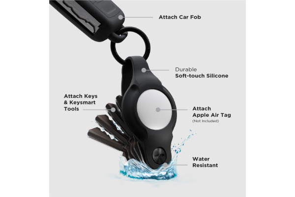 KEYSMART Air Flex Silicone KS041-BLK Key Holder for AirTag, Black