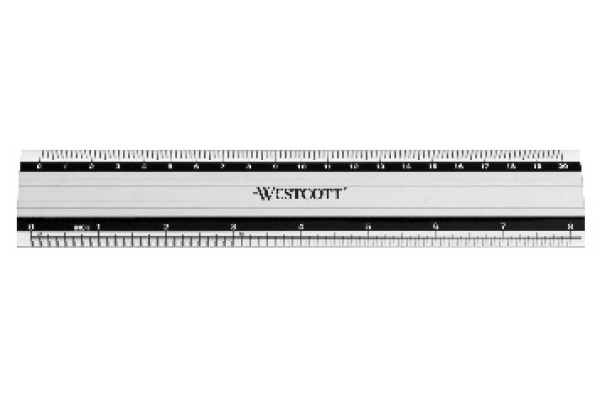 WESTCOTT Aluminium Lineal E-1019000 cm/inch Skala