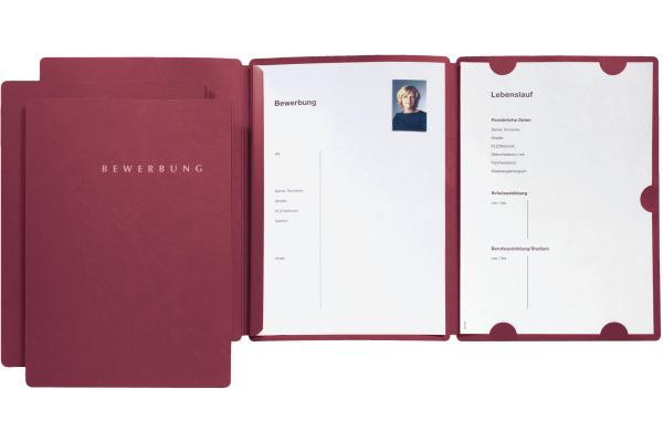 PAGNA Bewerbungsmappe Select 22016-01 rot 3-teilig 3 Stück