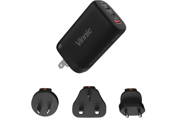 VINNIC Trivor 3-in-1 VPTK31GTK Global Travel Kit, Black