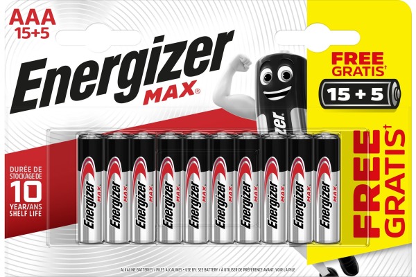 ENERGIZER Batterie Max E30334940 AAA/LR03, 15 + 5 Stk.