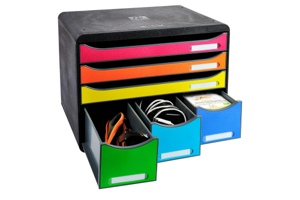 EXACOMPTA Schubladenbox Storebox 306798D schwarz/Harlekin 6 Schubl.