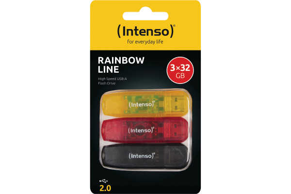 INTENSO USB-Stick Rainbow Line Pack 3502483 3x 32GB yellow, red, black