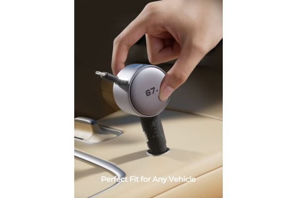 AUKEY Pathfinder Sling Car Charger CC-P5 67W,USB-A&C,Buit-in-Cable