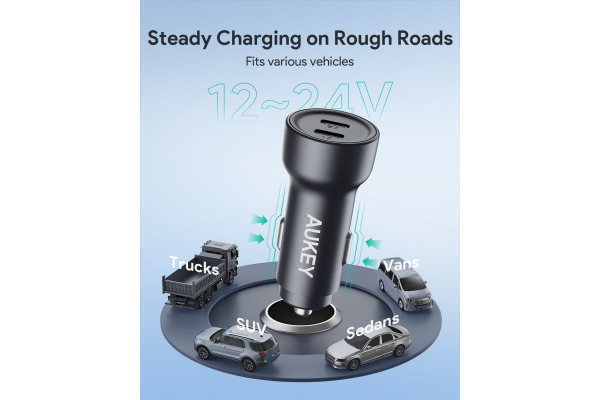 AUKEY Enduro Dual Car Charger CC-Y23 65W, USB C, PD, Black