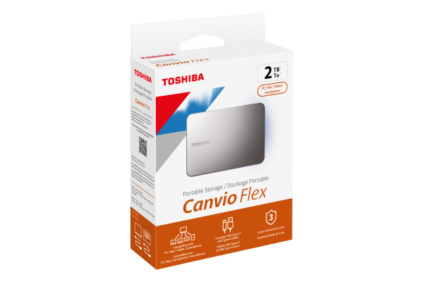 TOSHIBA HDD CANVIO Flex 2TB HDTX220ES USB 3.2 2.5 inch warm silver
