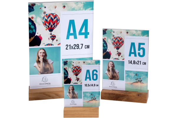 EXACOMPTA Tischaufsteller A4 84258D transparent, holzs. hoch