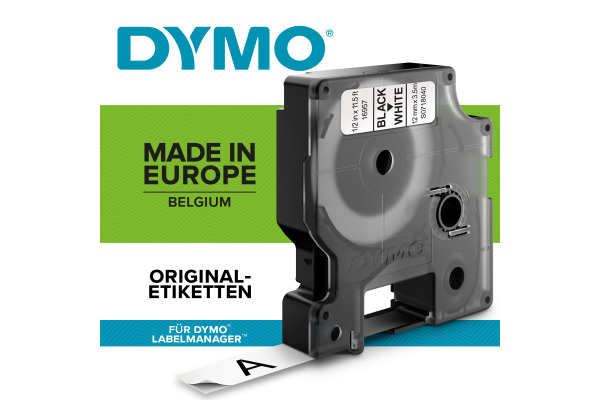 DYMO Schriftband D1 schwarz/transp. S0720500 Polyester, ablösbar 12mm/7m