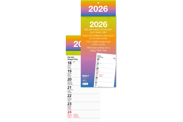 BIELLA Abreissblock Nr.10 2026 889010000 1W/1S mehrfarbig ML 10.5x21cm