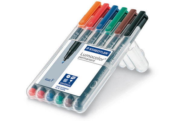 STAEDTLER Lumocolor permanent F 318-WP6 6 Farben ass.