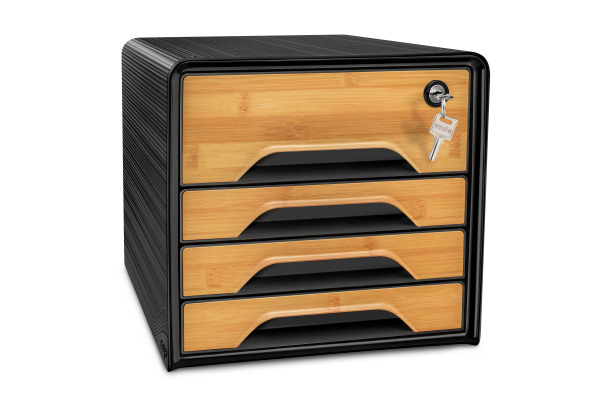 CEP Schubladenbox Smoove Silva 7-311S sw//bambus m.Schloss 4 Schubl.