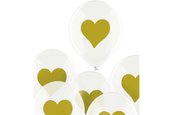 I AM CREA Ballons goldenes Herz 27cm 1000-1059 transparent 6 Stück