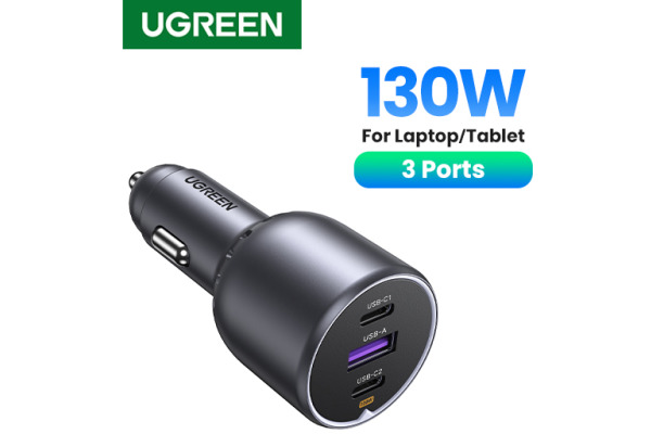 UGREEN Fast Car Charger 130W 3-Port 35025 2x USB-C, 1x USB-A