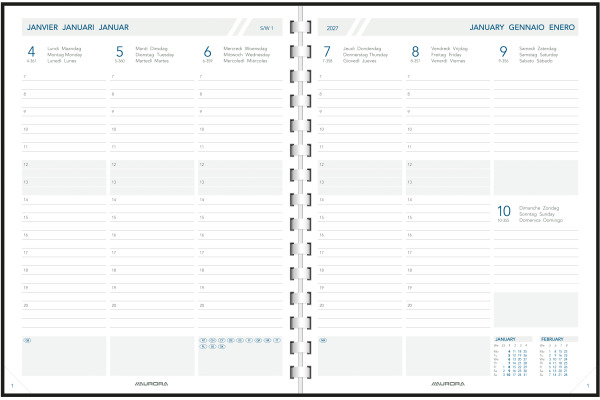 AURORA Agenda Finesse Business 2027 2918P 1W/2S schwarz ML 17.5x22.5cm