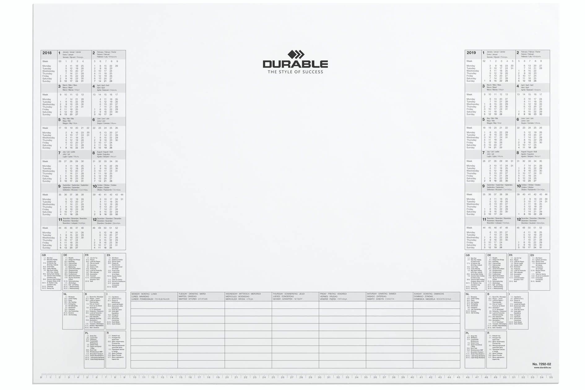 DURABLE Schreibunterlage 57x41cm 729202 Kalenderblock, 2026-2027