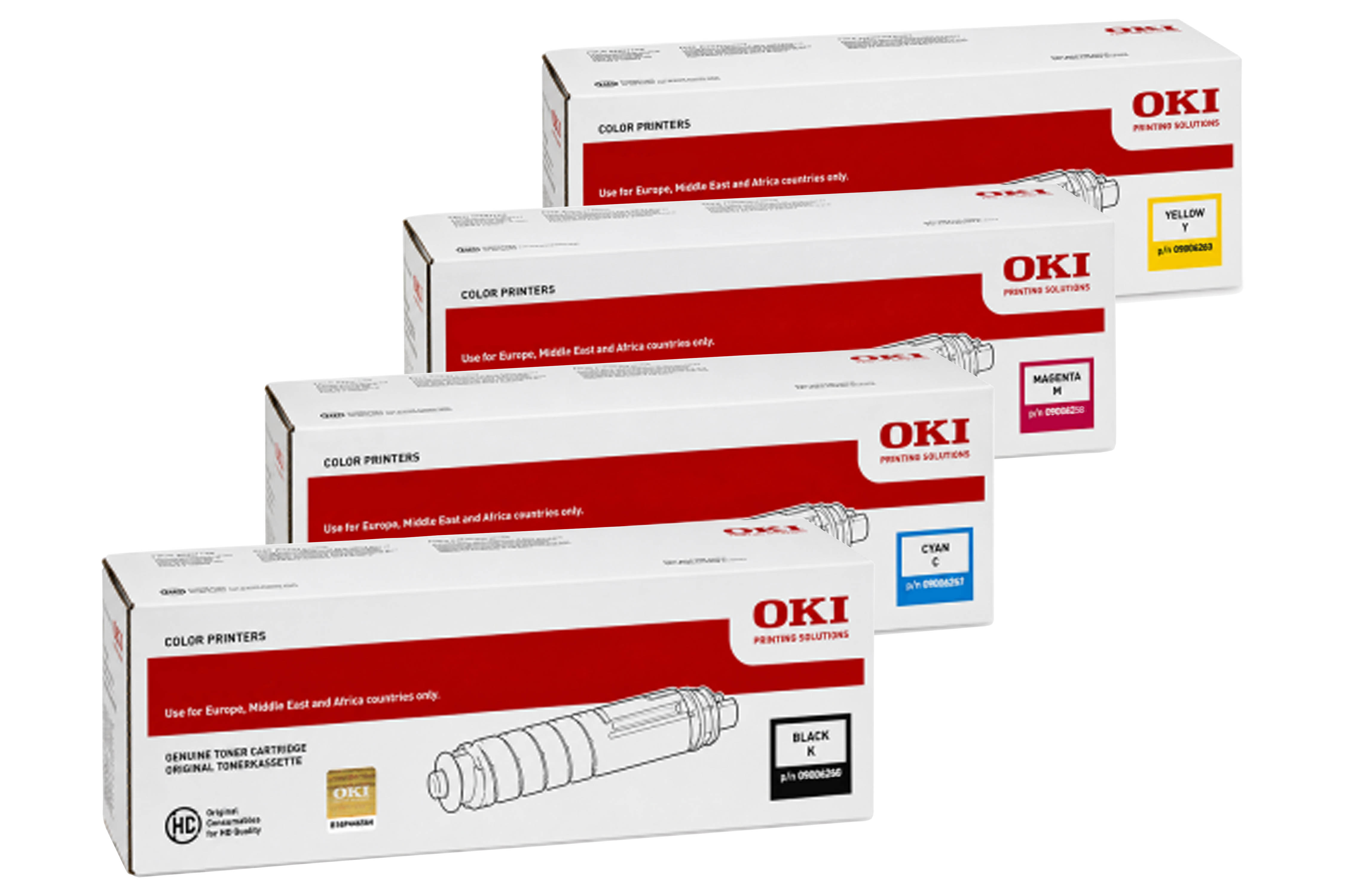 Original OKI Toner SET MC554 High Capacity Multipack / Set mit allen vier Farben