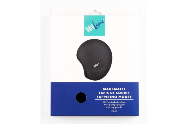 BÜROLINE Mausmatte 230mmx205mm 392653 schwarz, mit Handgelenkauflage