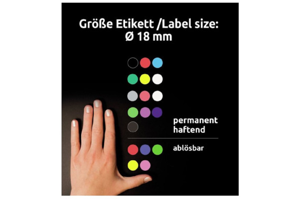 AVERY ZW. Markierungspunkte 18mm 3597 Grün, ablösbar 4 Blatt