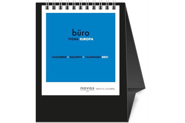 NOVOS Tischkalender Europa 2027 500053 1M/1S schwarz ML 11.5x14cm