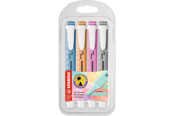 STABILO Textmarker Swing Cool 1-4mm 275/4-08 assortiert 4 Stück