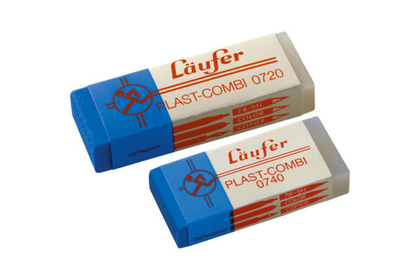 LÄUFER Plast-Combi Radierer 46x20x9mm 07400 mit Kartonmanschette
