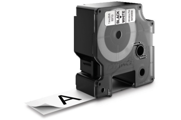 DYMO Schriftband D1 schwarz/weiss S0720930 Polyester, ablösbar 24mm/7m