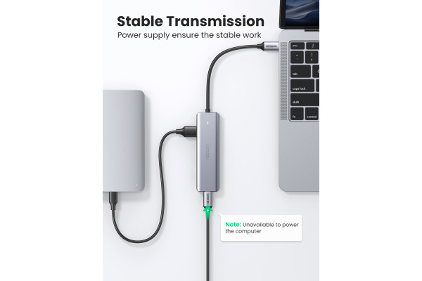 UGREEN USB-C Hub 4in1, Silver 70336 4xUSB-A