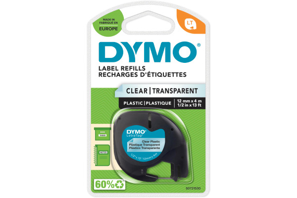 DYMO Schriftband LetraTag transp. S0721530 Plastik 12mmx4m