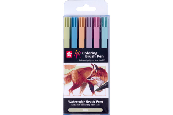 SAKURA Brush Pen Koi POXBR6H Earth Set 6 Stück
