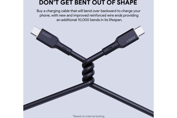 AUKEY Cable USB-C-to-C CB-SCC101 Silicone,1.0m,100W,Black