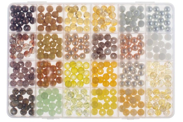 GLOREX Glasperlen Schmuckset 61630340 weiss/gelb assortiert