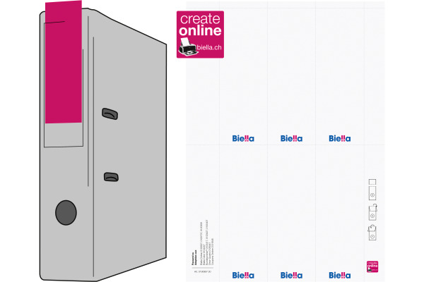 BIELLA Rückenschild Ordner 51x145mm 19099700U für 7cm Rücken 60 Stück
