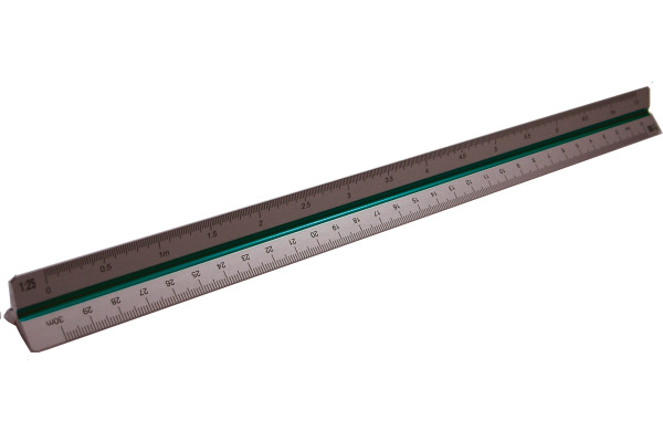 RUMOLD Alu Dreikantmassstab 30cm 195/DIN30 farbige Hohlkehlen