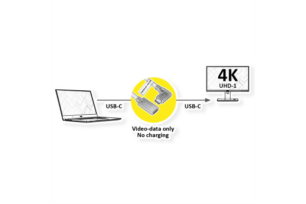 ROLINE USB-C-C, Videokabel-Verl. 11.04.549 Black, ST/BU 2m