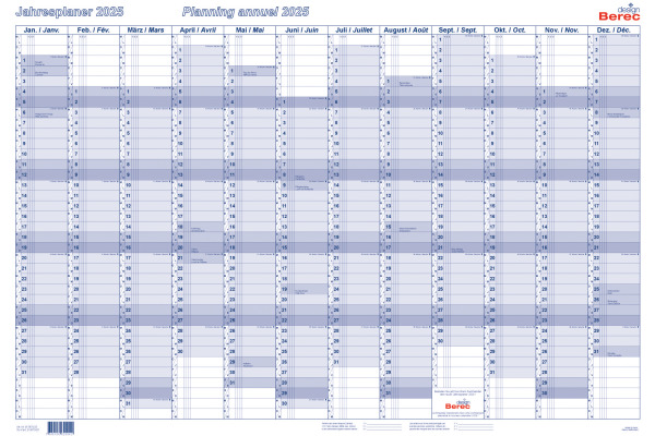 BEREC Jahresplaner quer 2026 B 5670/26 1J/1S blau 60x90cm