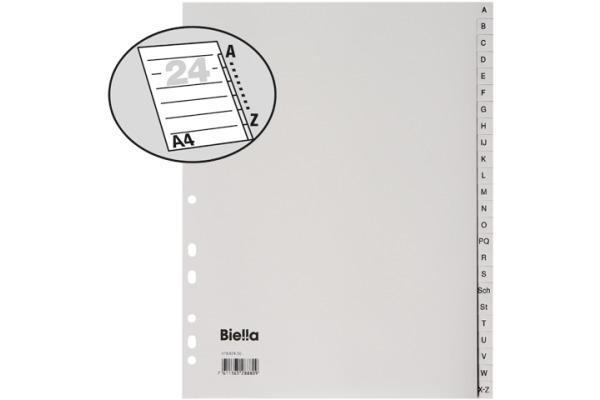 BIELLA Register PP A4+ 47842400U grau A-Z 24-teilig