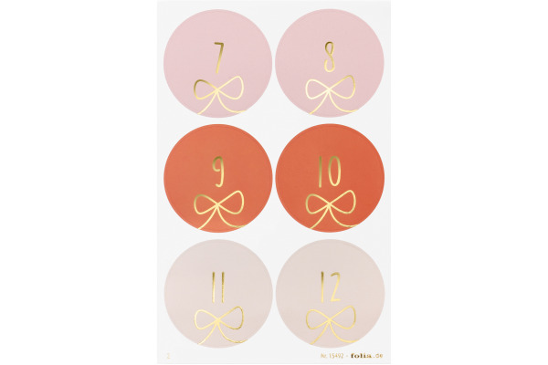 FOLIA Adventskalendersticker 9x14cm 15492 Round Bows 4 Blatt