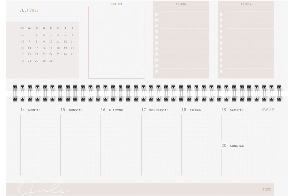RIDOIDE Pultkalender Design Line 2027 703631102 1W/2S Monstera DE 29.7x10.5cm