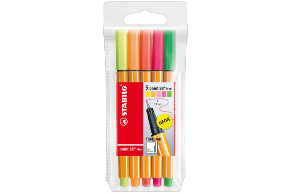 STABILO Point 88 MINI 0,4mm 68805-1 neon 5er Etui