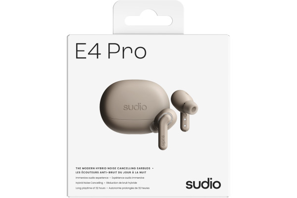 SUDIO Noise Cancelling Earbuds E4PROLAT E4 Pro, Latte, Wireless