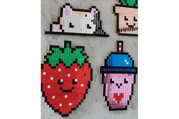ALADINE Pixel Art Set Kawaii 85614 Spiegel-Mosaik 4 Stück