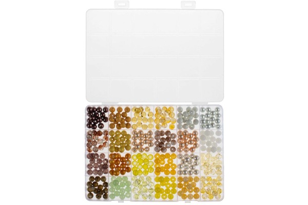 GLOREX Glasperlen Schmuckset 61630340 weiss/gelb assortiert