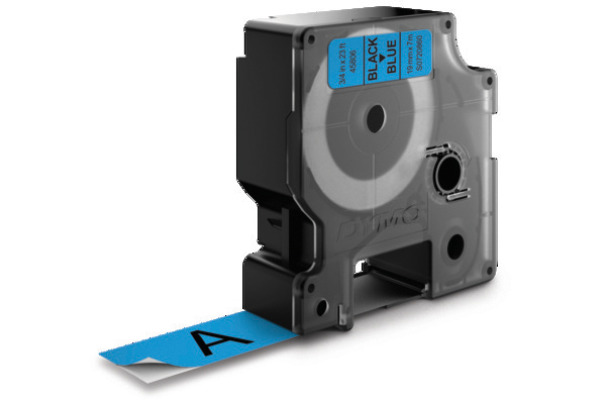 DYMO Schriftband D1 schwarz/blau S0720860 Polyester, ablösbar 19mm/7m