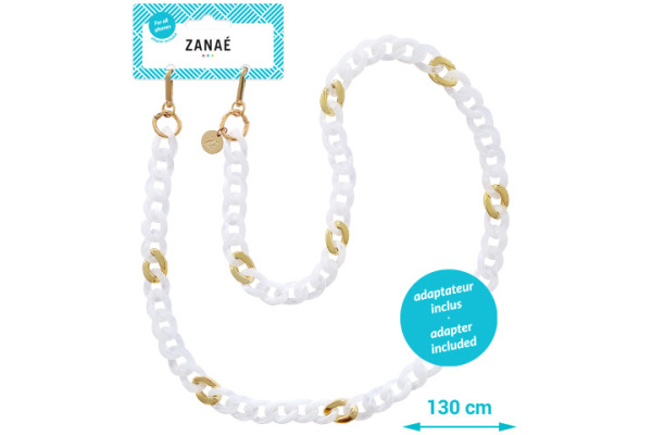 ZANAÉ Phone Necklace Precious Halley 18326 Milky Way white / gold