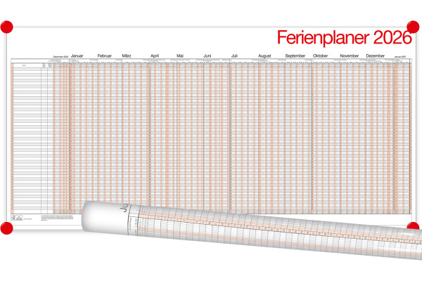 BÜHNER Ferienplaner DE 2027 UP12-CH-R für 49 Mitarbeiter 99x49cm