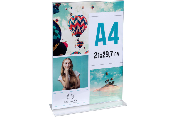 EXACOMPTA Tischaufsteller A4 84158D transparent, T-Form hoch