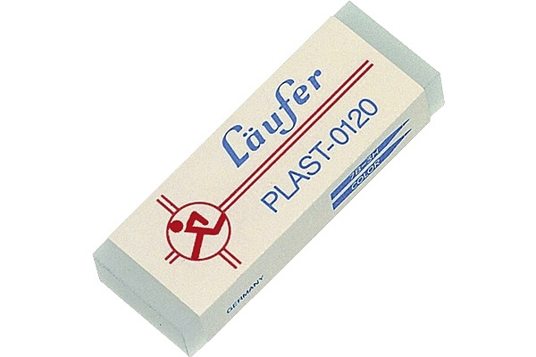 LÄUFER Plast-Radierer 65x21x12mm 01200 mit Kartonmanschette